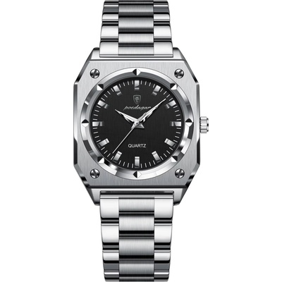 Poedagar Дамски часовник Poedagar CS1903, неръждаема стомана, сребрист, черен циферблат (CS1903)