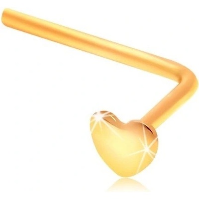 Šperky eshop zlatý zahnutý piercing do nosu malé ploché srdíčko GG207.02