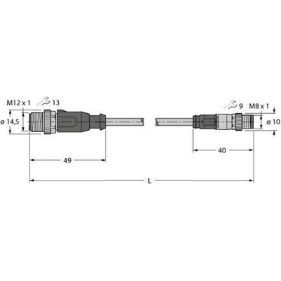 Turck RSSD-PSGS4M-4414-3M/S6000 upravený zástrčkový konektor pre senzory - aktory, 6936514, piny: 4, 3 m, 1 ks