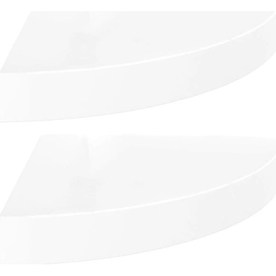 vidaXL Rohové plovoucí police 2 ks. MDF 25x25x3,8 cm, bílá, vysoký lesk