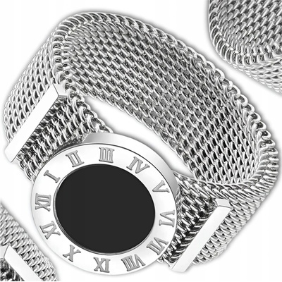 Camerazar Stříbrný prsten z chirurgické oceli s římskými číslicemi a hodinovým ciferníkem FE8459