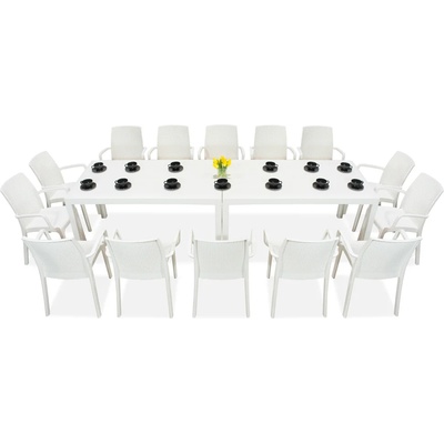 BICA Комплект за хранене от техноратан за градина Houston/Indiana 14 бял Bica (BC9094BLx2-14x9093BL)