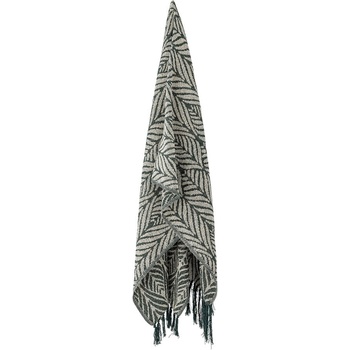 Bloomingville Зелено/бежово одеяло от рециклиран памук 130x160 cm Ugento - Bloomingville (82066529)