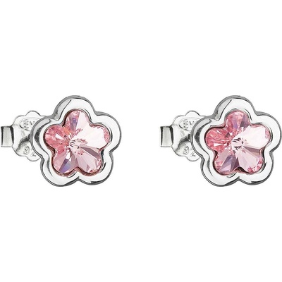 Evolution Group Cz Stříbrné náušnice kytičky Crystals from Swarovski Light Rose 31255.3