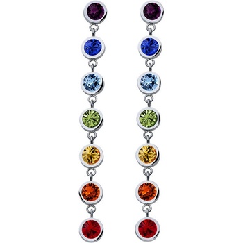Crystalp náušnice s farebnými kryštálmi Balance Post Chakra 42162.MUL.E