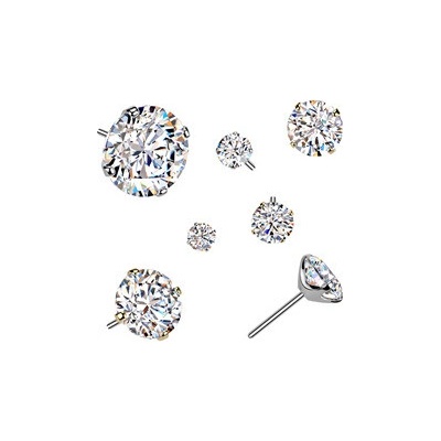 Šperky4U Ozdobná část k PUSH IN piercingu Moissanit TITAN, 0,25ct (4mm) TM036