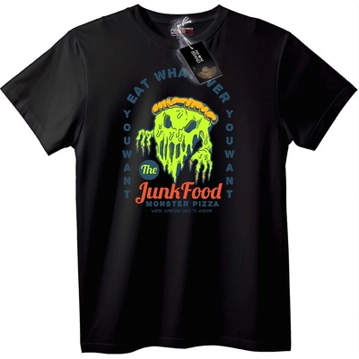 NOONEBRAND Тениска Чудовище на Бърза Храна - S, Black