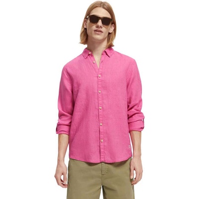 Scotch & Soda Риза с дълъг ръкав Scotch & soda Roll Up Long Sleeve Shirt - Pink