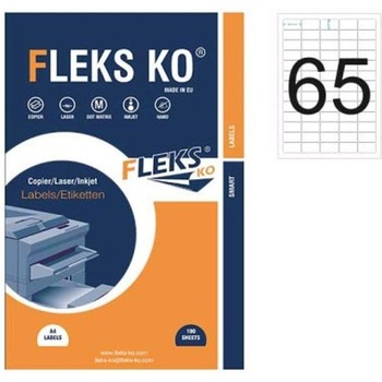Fleks-Ko Етикети Fleks Ko Бели, обли ъгли, 38.1x21.2 mm A4, 100 л. 65 (520155-11-22053R)