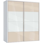 Bogdan Furniture G Двукрилен гардероб с плъзгащи врати Мебели Богдан Модел bm-ava 5, крем гланц с бяло - memo