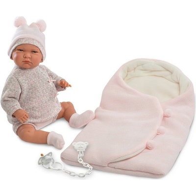 Llorens New Born holčička v bílé zavinovačce 42 cm 74022