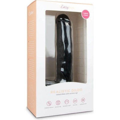 Easytoys veľké dildo so semenníkmi a prísavkou čierne 26,5 cm