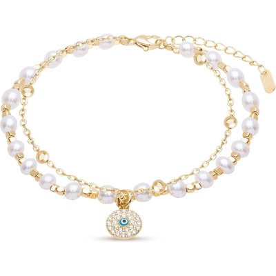 Biju PARIS 2606 Pozlacený náramek 14k perličky s přívěškem 2002606