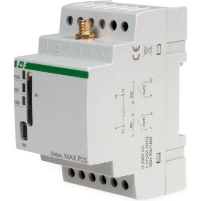 SIMply MAX P05 - GSM relé ZAPNI/VYPNI, 230V, 8a 2x NO