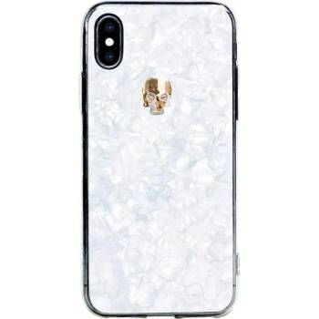 Bling My Thing TPU Treasure Gold Skull Swarovski - силиконов (TPU) калъф с череп от кристали Сваровски за iPhone XS, iPhone X (бял)
