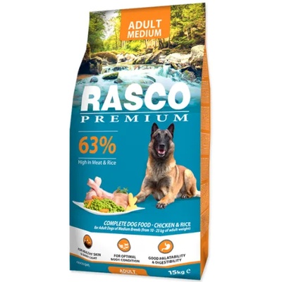 Rasco Premium RASCO Premium Adult CHICKEN AND RICE - Премиум храна с пиле и ориз за пораснали кучета от средните породи, 15 кг, Чехия 1704-10327