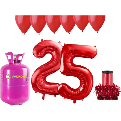 HeliumKing Helium párty set na 25. narozeniny s červenými balónky