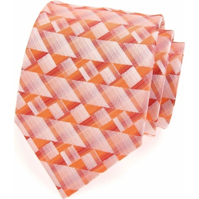 Pánská kravata oranžová geometrické tvary