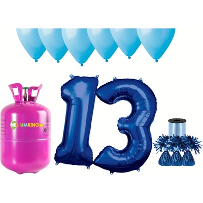 HeliumKing Hélium párty set na 13. narodeniny s modrými balónmi