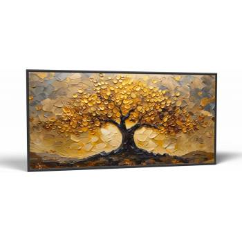 Stromy Zlatý strom | Obraz Vintessia v ráme Rozmery panoráma: 60x120, Rám: Čierny matný-alu
