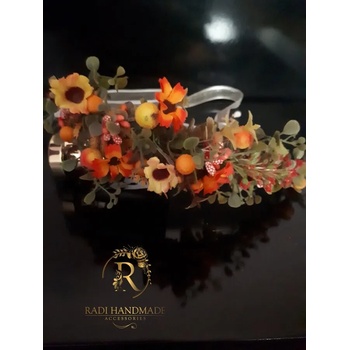 Image 1 of Radi handmade Венче за глава в оранжево и зелено (112)