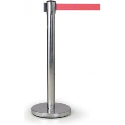 Zahradzovací stĺpik so samonavíjacím pásom, nerez leštěný/červený