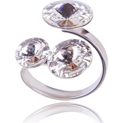 For You Strieborný prsteň so Swarovski kryštálmi Rivoli trio Crystal číry väčší 13589