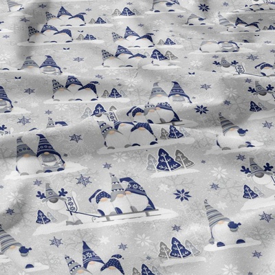 Vianočný vzor bavlnenej látky Vianoce 24, farba modrá, metráž 160 cm