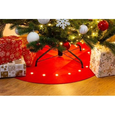 MagicHome koberec pod vianočný stromček s hviezdičkami červený 22x LED teplá bie