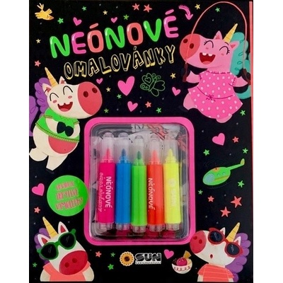 Neonové omalovánky se třpytivými samolepkami a fixami