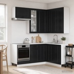 vidaXL Кухненски единица PORTO 8 бр. Черно Инженерна дървесина (3438422)
