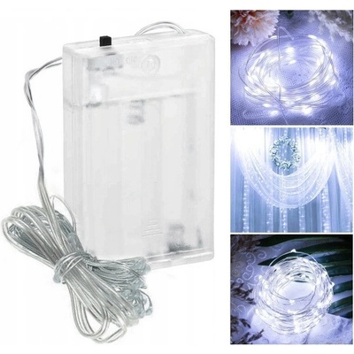 Dampod LED svetelná reťaz drôt 30 LED na batérie 4,5 V 1,2 W vnutorný teplá bielá
