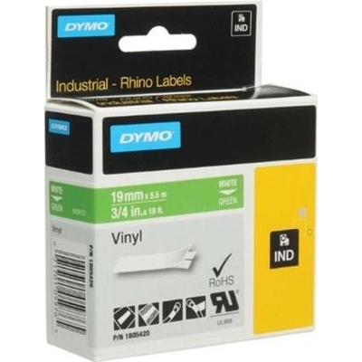 páska DYMO 1805420 PROFI D1 RHINO White On Green Vinyl Tape (19mm) (1805420)