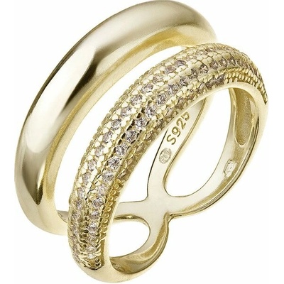 Evolution Group Pozlacený stříbrný prsten se zirkony 15036.1