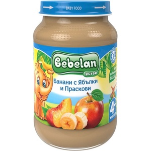Bebelan Плодово пюре Bebelan Puree - Банани, ябълки и праскови, 190 g (2158) - baby