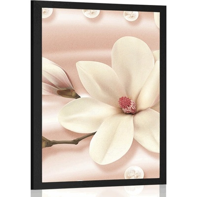 Plakát luxusní magnolie s perlami - 20x30 black