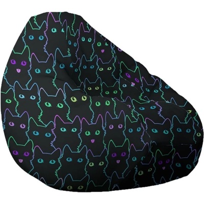 Pufrelax Калъф за пуф круша, 320л. , Nirvana Grande - Cute Cat, (Не съдържа пълнеж), водоустойчив, принт (COVER_PUF-G-NGR-TEXP-CUT)