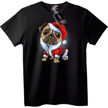 NOONEBRAND Коледна тениска Санта Пуг - 7XL, White