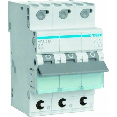 Hager 3p. B-16A, 6kA, 3M QC MBS316
