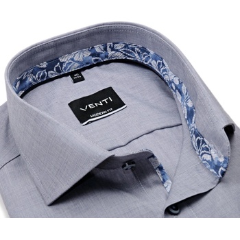 Venti Modern Fit košile s květinovým vnitřním límcem a manžetou šedo-modrá