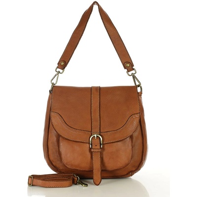 Mazzini Marco Vintage kožená kabelka cez rameno camel v253b