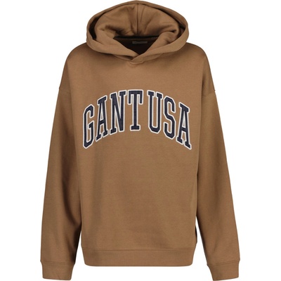 Gant Oversized Gant Usa Sweat Hoodie hnedá