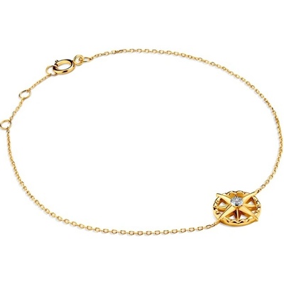 SAVICKI Náramok s príveskom veterná ružica žlté zlato s diamantom 0.01 ct 18 cm - SAVB08073 Y C