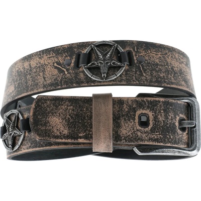 Leather & steel fashion Колан Бафомет - кафяво - lsf2 30