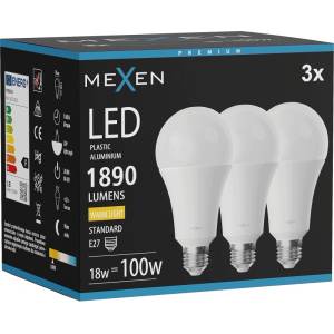 Mexen Nova 3x LED крушка E27, A70, 18W, Топла - 3000K, 1890 lm - L100-E27-1830-01x03 (L100-E27-1830-01x03)