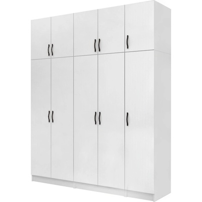 TopMebel Шкаф с пет врати от меламин Vivian с кабинет в бял цвят 200x51.8x240см