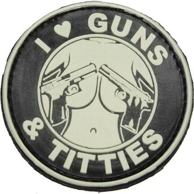 3D nášivka I love guns and titties, A.C.M.