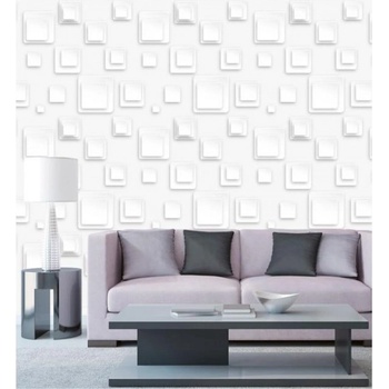 DIMEX ART s. r. o Луксозна флизелинова тапета бели ретро квадрати