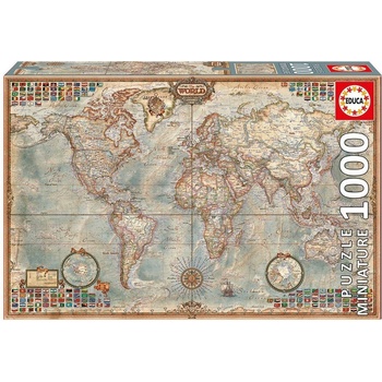 Educa Политическа карта на света - Миниатюра - пъзел 1000 части (edu16764)