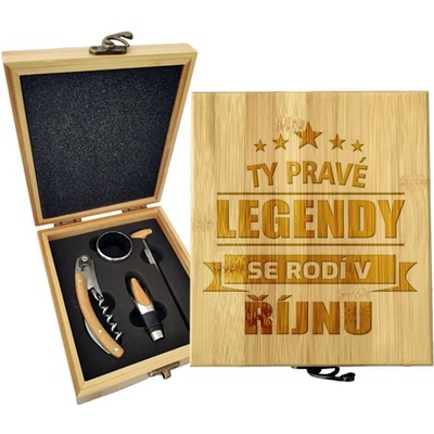 Sablio Dárková sada na víno Ty pravé legendy se rodí v říjnu: 147×168×49 mm